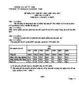 Đề kiểm tra học kì I môn Địa lý Lớp 9 - Năm học 2016-2017 - Trường PT Herman Gneirer Vinh (Có đáp án)